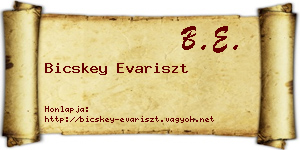 Bicskey Evariszt névjegykártya